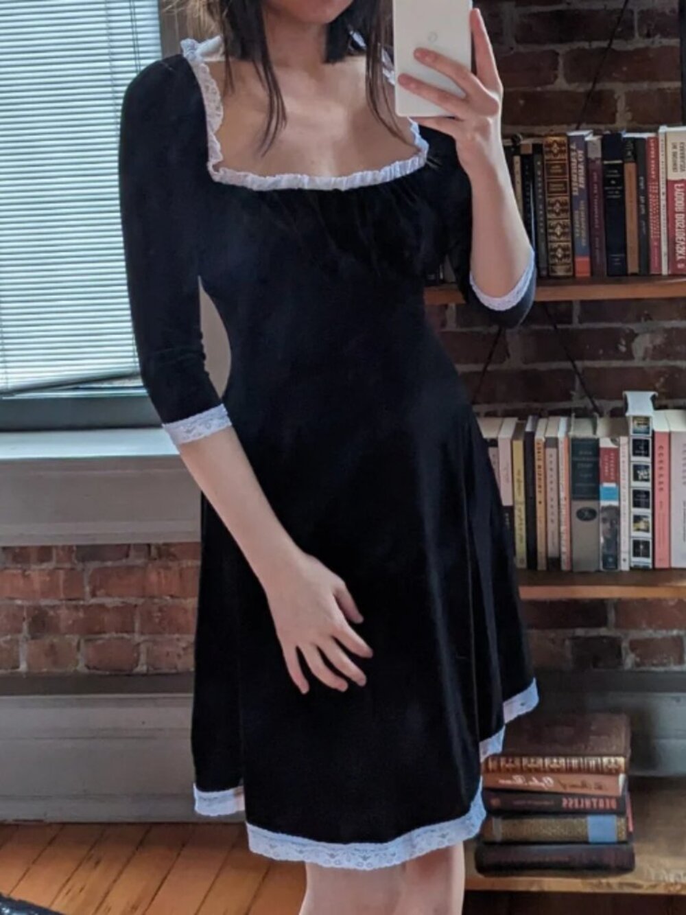 NWT Wax Poetic Black Velvet Wednesday Addams Dress